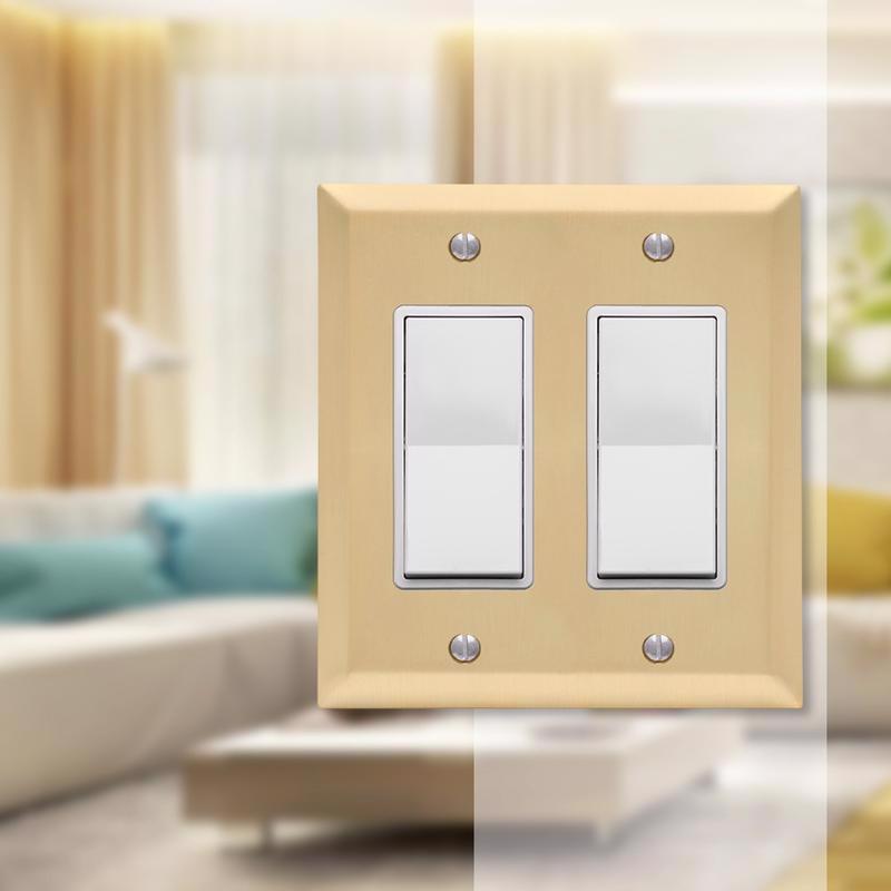 Amerelle Century Satin Brass 2 gang Stamped Steel Decorator Wall Plate