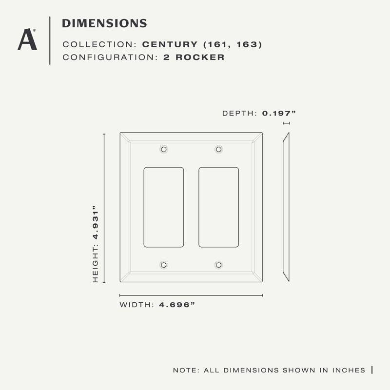 Amerelle Century Satin Brass 2 gang Stamped Steel Decorator Wall Plate