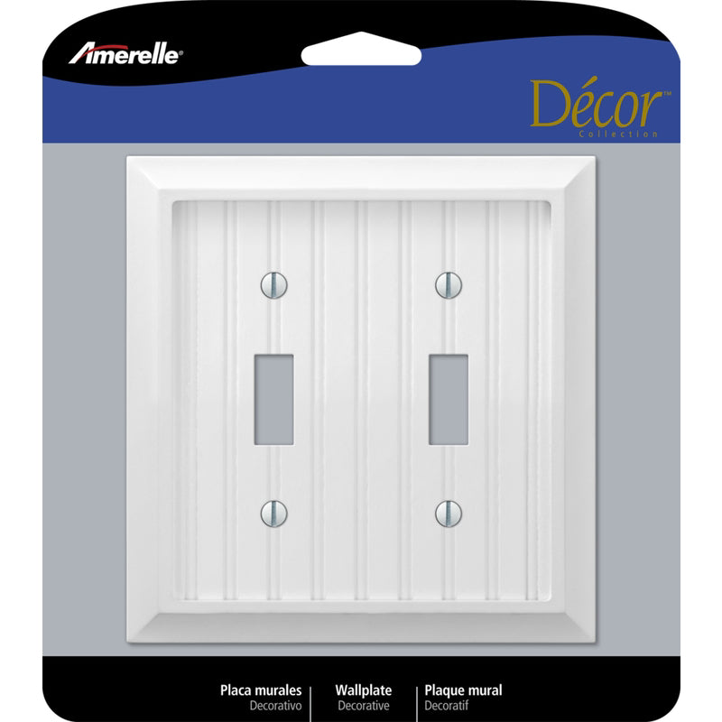 Amerelle Cottage White 2 gang Wood Toggle Wall Plate