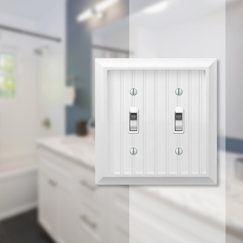 Amerelle Cottage White 2 gang Wood Toggle Wall Plate
