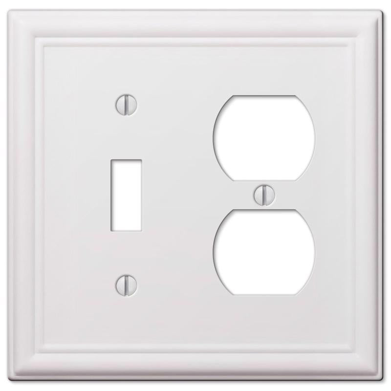 Amerelle Chelsea White 2 gang Stamped Steel Duplex/Toggle Wall Plate