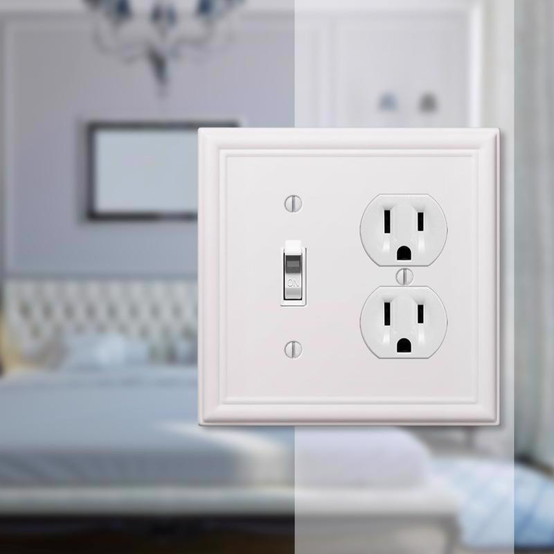 Amerelle Chelsea White 2 gang Stamped Steel Duplex/Toggle Wall Plate