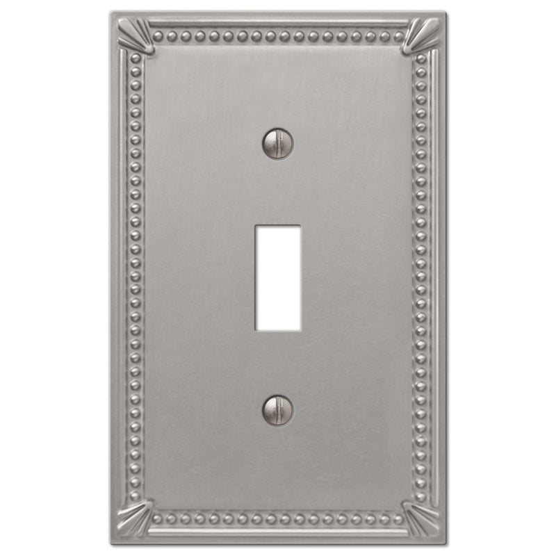 Amerelle Imperial Bead Brushed Nickel 1 gang Metal Toggle Wall Plate