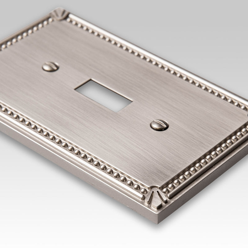 Amerelle Imperial Bead Brushed Nickel 1 gang Metal Toggle Wall Plate