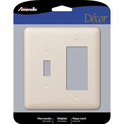 Amerelle Devon Light Almond 2 gang Stamped Steel Decorator/Toggle Wall Plate