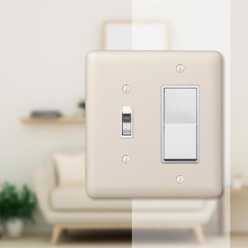 Amerelle Devon Light Almond 2 gang Stamped Steel Decorator/Toggle Wall Plate