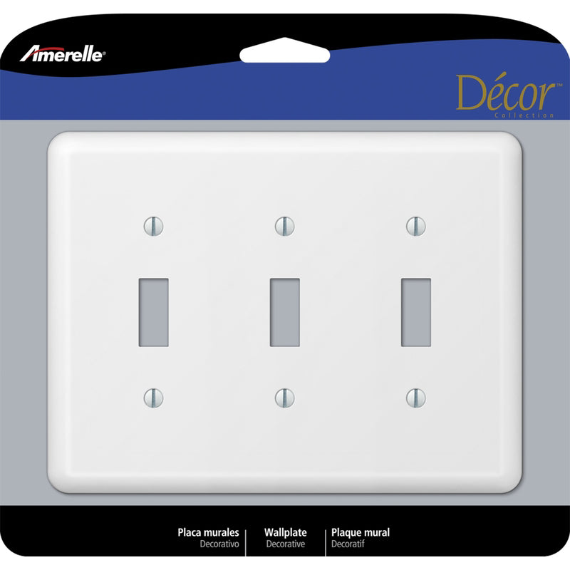 Amerelle Devon White 3 gang Stamped Steel Toggle Wall Plate