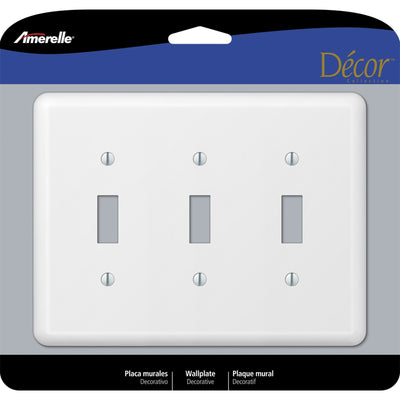 Amerelle Devon White 3 gang Stamped Steel Toggle Wall Plate