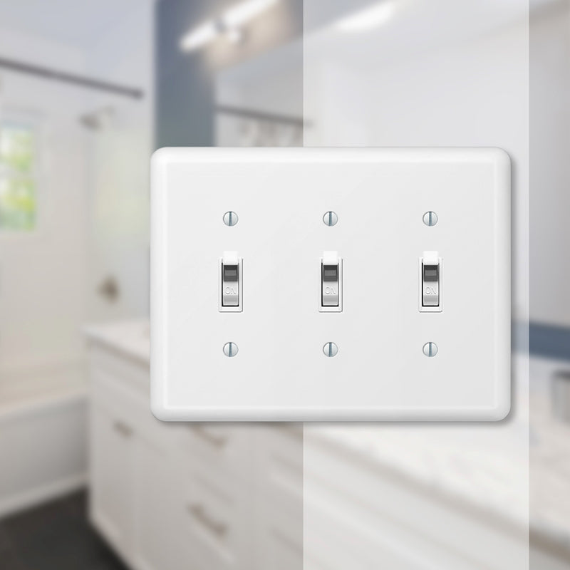 Amerelle Devon White 3 gang Stamped Steel Toggle Wall Plate