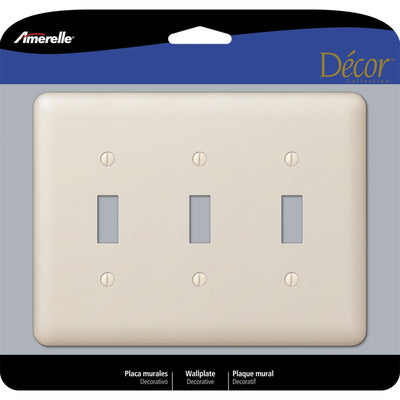 Amerelle Devon Light Almond 3 gang Stamped Steel Toggle Wall Plate