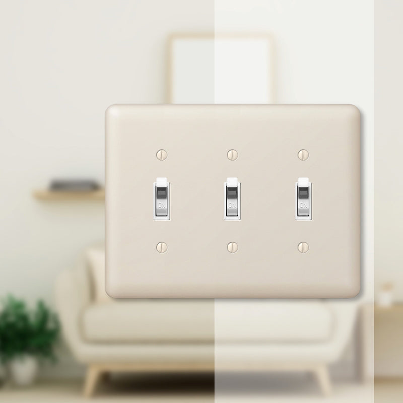 Amerelle Devon Light Almond 3 gang Stamped Steel Toggle Wall Plate