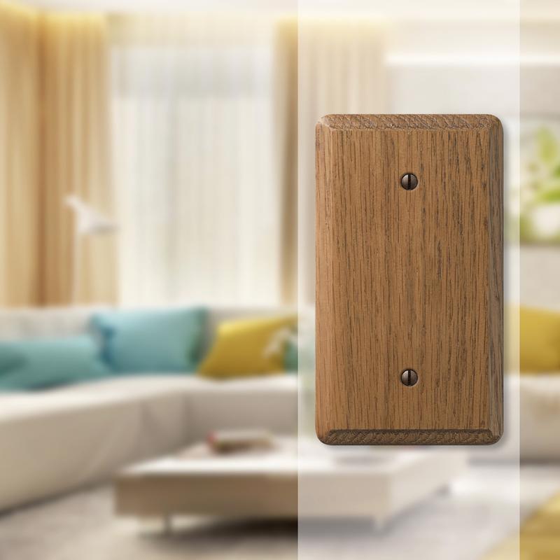Amerelle Contemporary Medium Brown 1 gang Oak Wood Blank Wall Plate