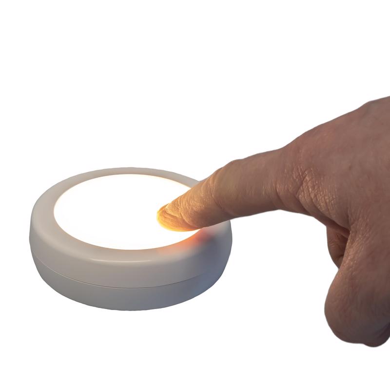 Amertac White Battery Powered LED Puck Light