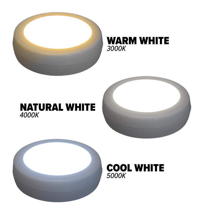 Amertac White Battery Powered LED Puck Light