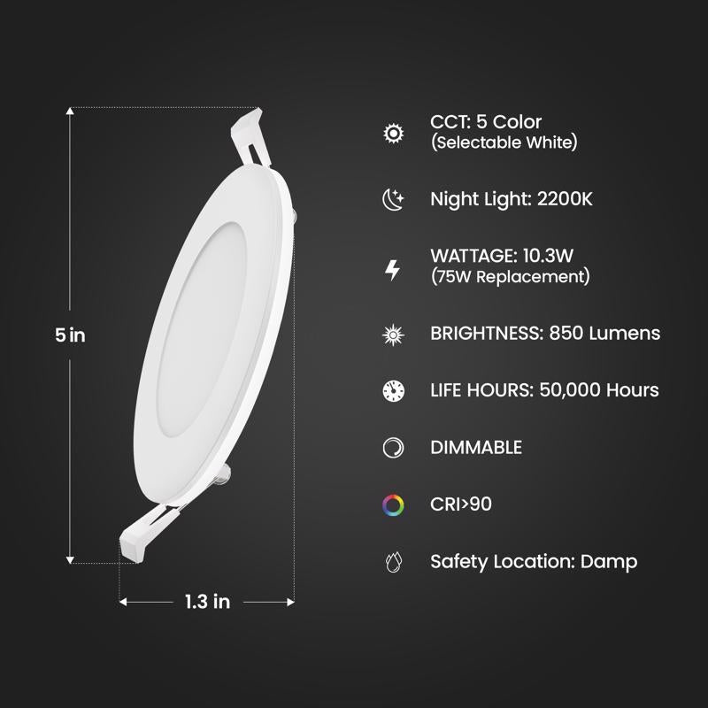 Feit LED Retrofits White 5 in. W Aluminum LED Canless Recessed Downlight 10.3 W