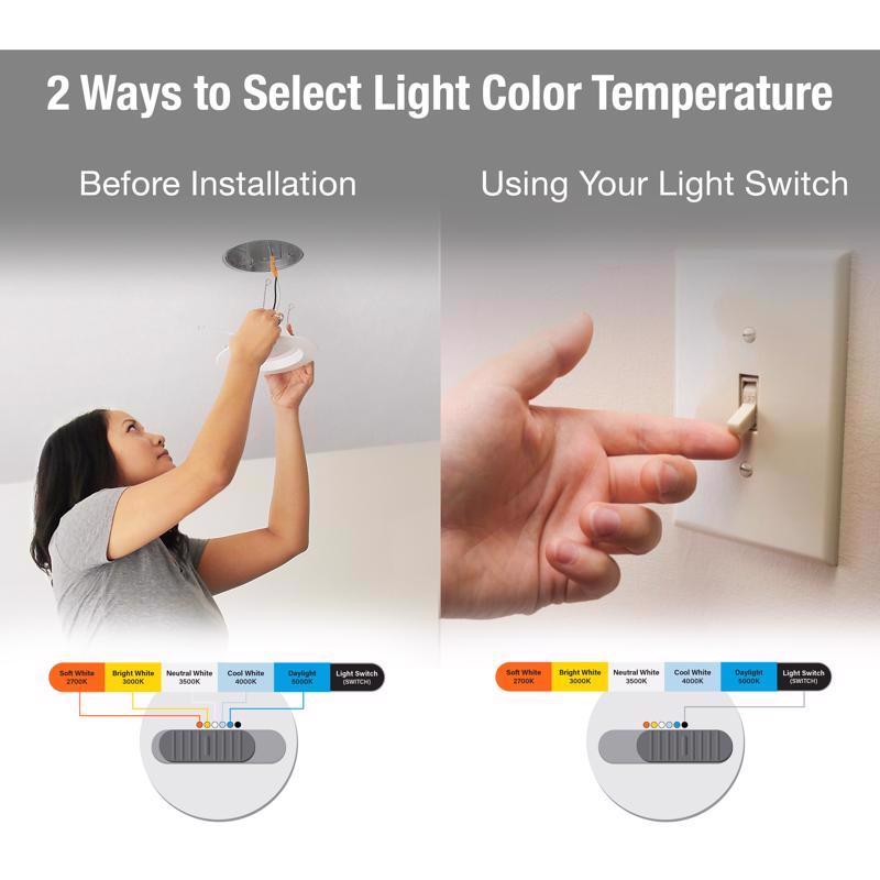 Feit White 5 in. W Aluminum LED Canless Recessed Downlight 11 W