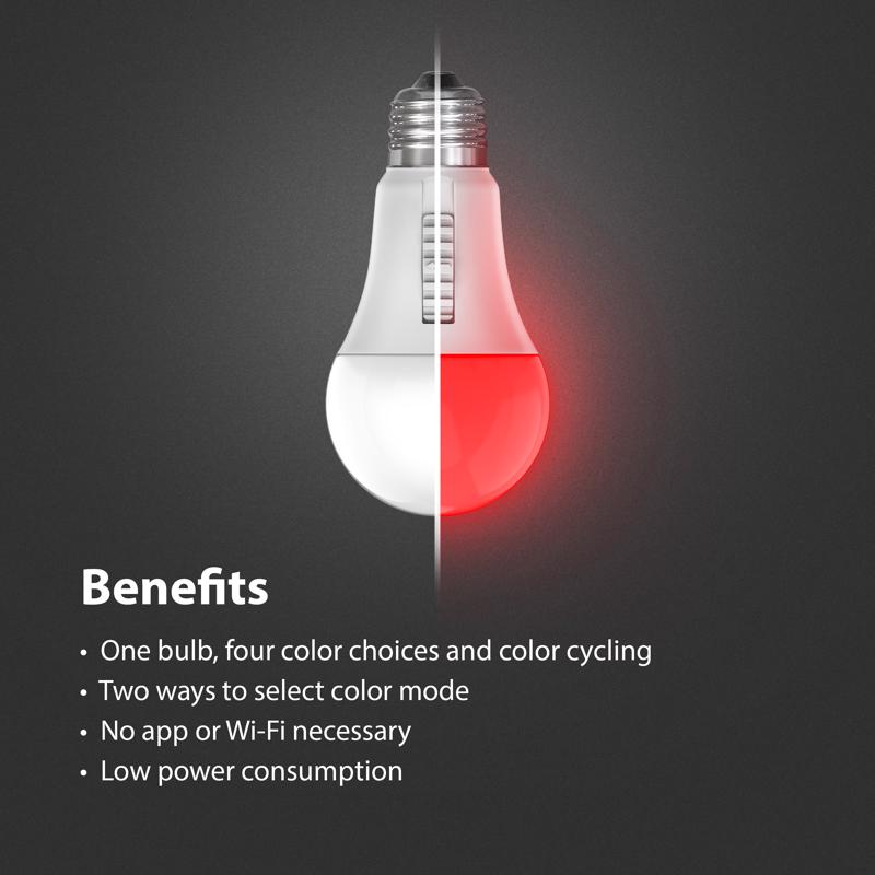 Feit A19 E26 (Medium) Party Bulb Color Changing 4.5 Watt Equivalence