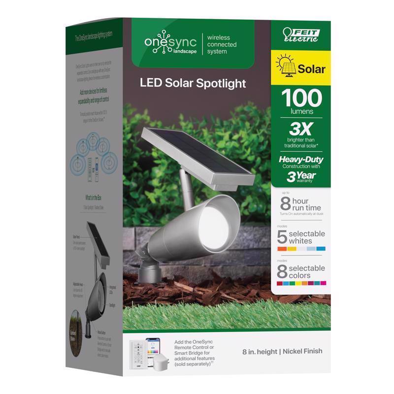 Feit OneSync Brushed Nickel Solar Powered 1 W LED Spotlight