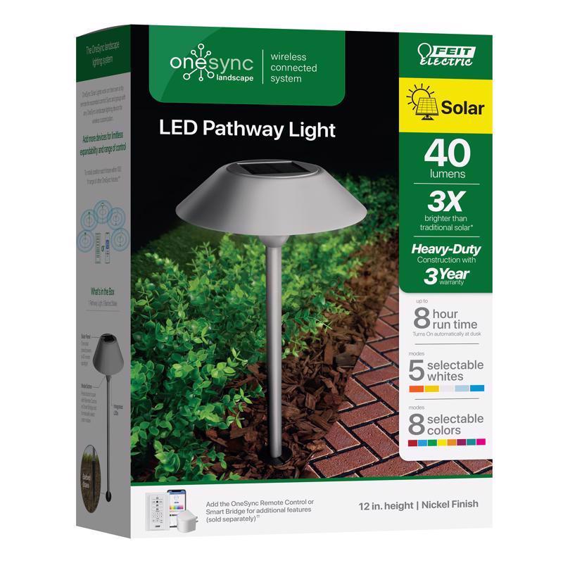 Feit OneSync Brushed Nickel Solar Powered 0.4 W LED Pathway Light