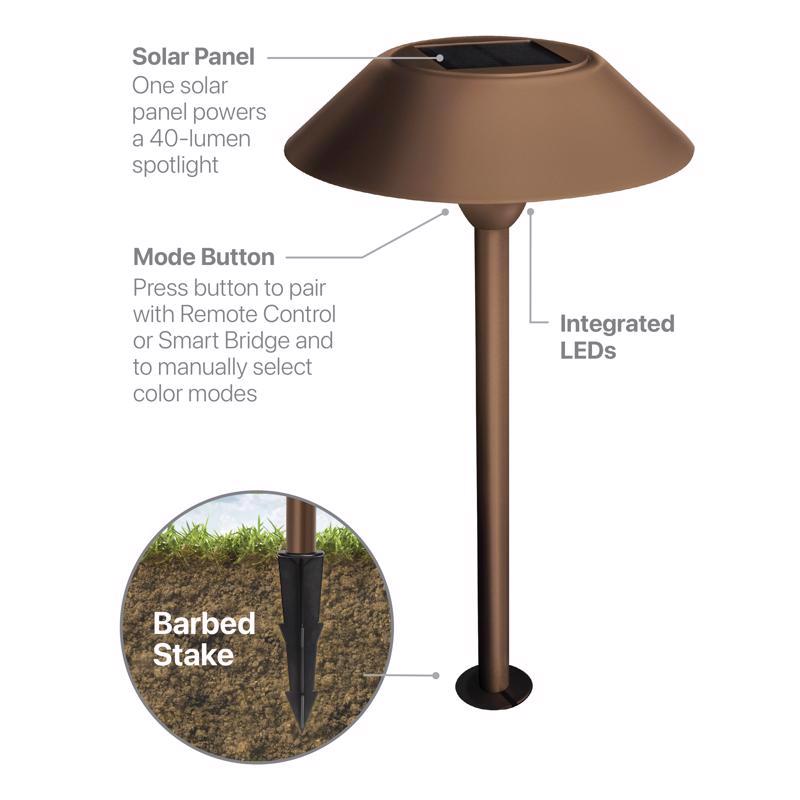 Feit OneSync Bronze Solar Powered 0.4 W LED Pathway Light