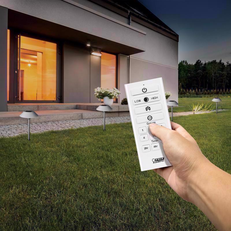 Feit OneSync Brushed Nickel Solar Powered 0.4 W LED Pathway Light 2 pk