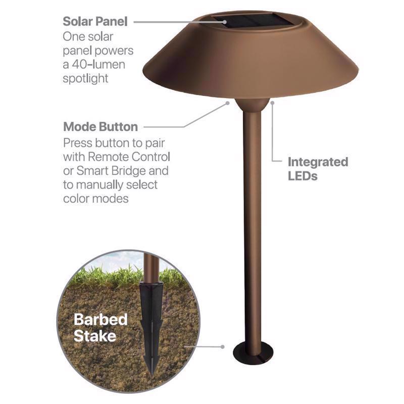 Feit OneSync Bronze Solar Powered 0.4 W LED Pathway Light 2 pk
