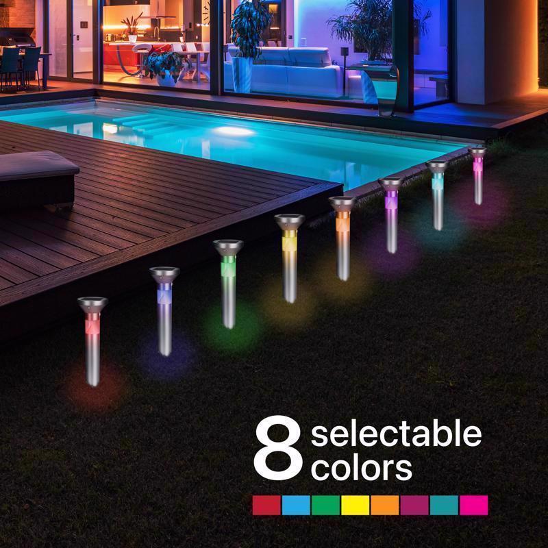 Feit OneSync Brushed Nickel Solar Powered 0.4 W LED Bollard Light