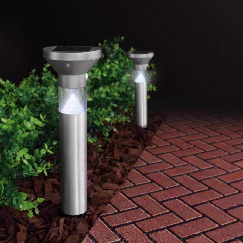Feit OneSync Brushed Nickel Solar Powered 0.4 W LED Bollard Light