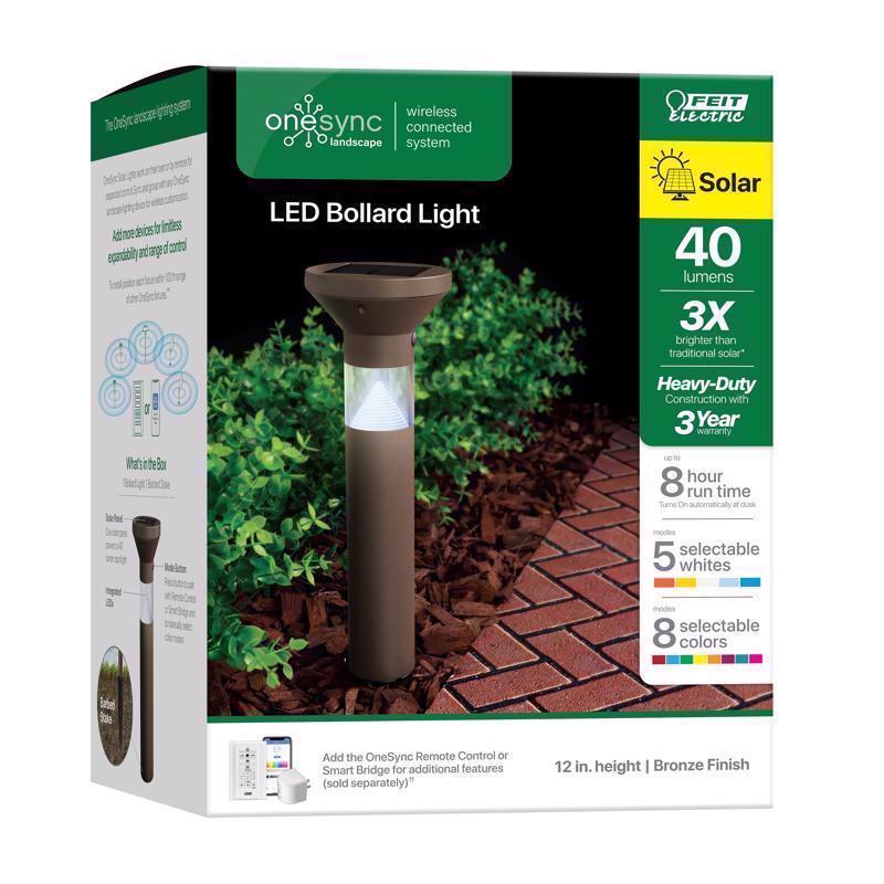 Feit OneSync Oil Rubbed Bronze Solar Powered 0.4 W LED Bollard Light
