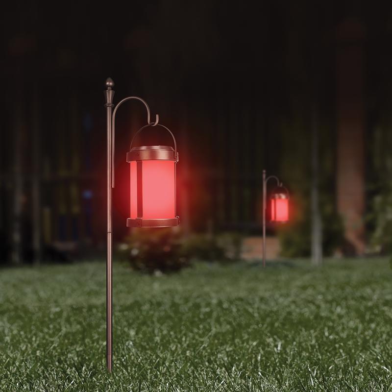 Feit OneSync 4 in. Solar Power Metal Round Bronze Hanging Lantern