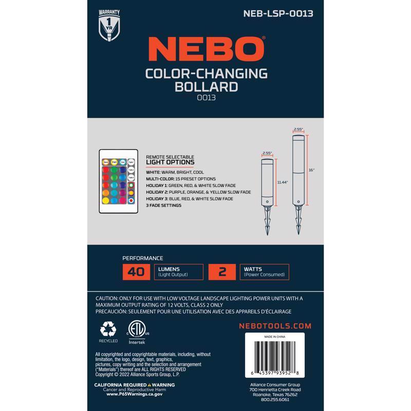 NEBO Low Voltage 2 W LED Bollard Light