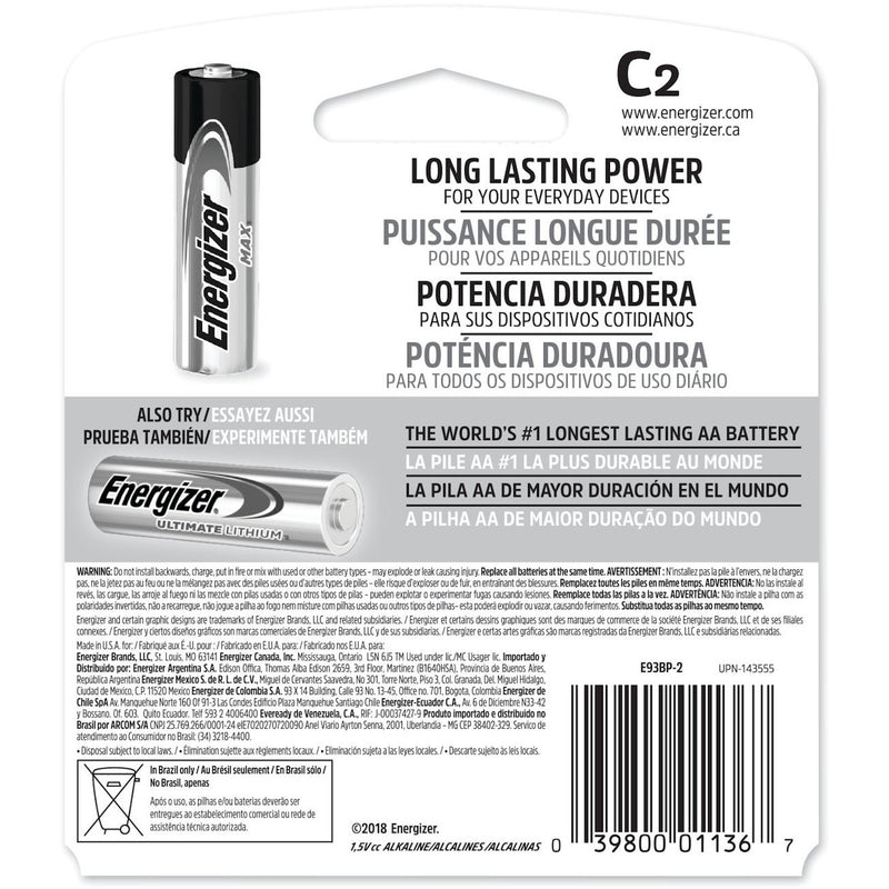 Energizer Max C Alkaline Batteries 2 pk Carded