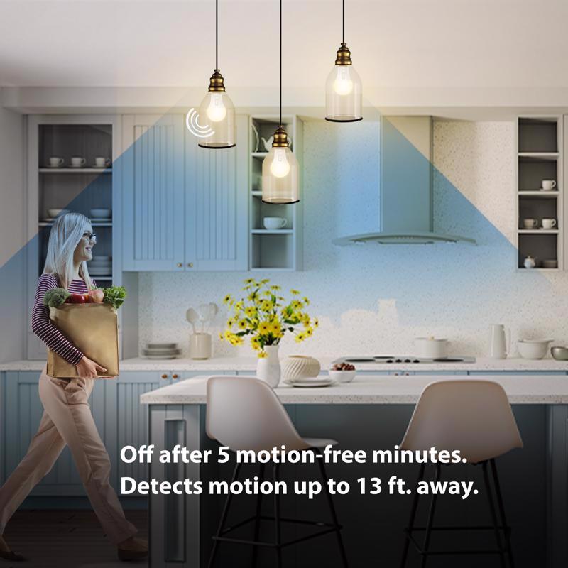 Feit A19 E26 (Medium) LED Motion Activated Bulb Adjustable White 60 Watt Equivalence