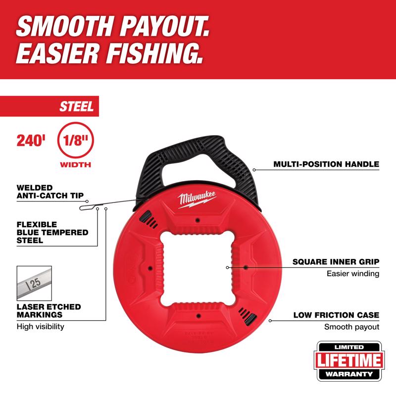 Milwaukee 0.13 in. W X 240 ft. L Steel Fish Tape