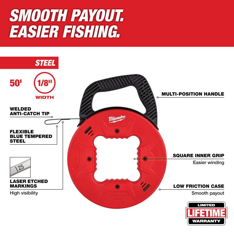 Milwaukee 0.13 in. W X 50 ft. L Steel Fish Tape