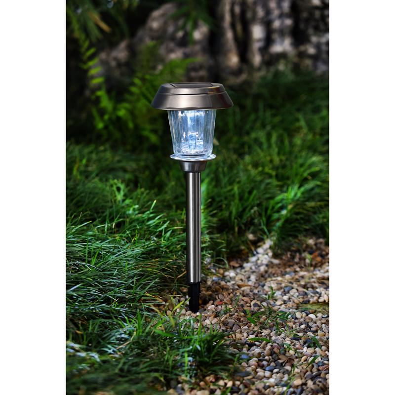 Living Accents Brushed Nickel Solar Powered 0.2 W LED Pathway Light