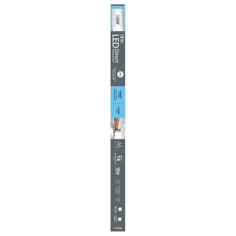 Feit T8 Daylight 18 in. Bi-Pin T8 LED Linear Lamp 18 Watt Equivalence