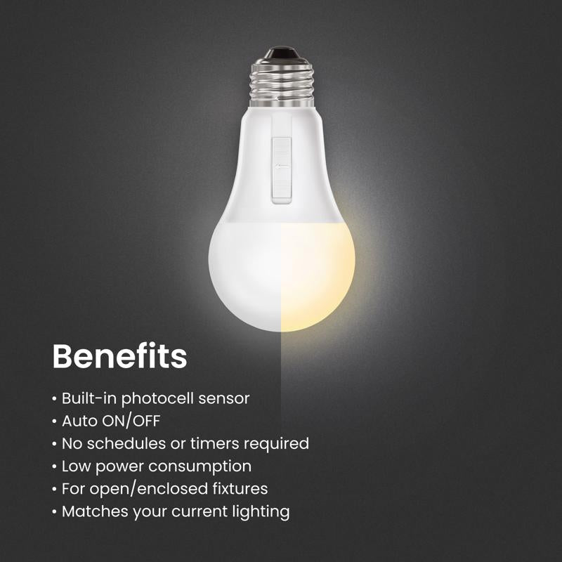 Feit A19 E26 (Medium) LED Dusk to Dawn Bulb Adjustable White 60 Watt Equivalence