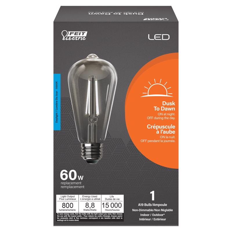 Feit ST19 E26 (Medium) LED Dusk to Dawn Bulb Daylight 60 Watt Equivalence