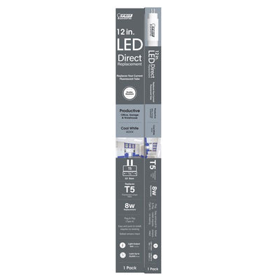 Feit T5 Cool White 12 in. Bi-pin Base Linear LED Linear Lamp 8 Watt Equivalence