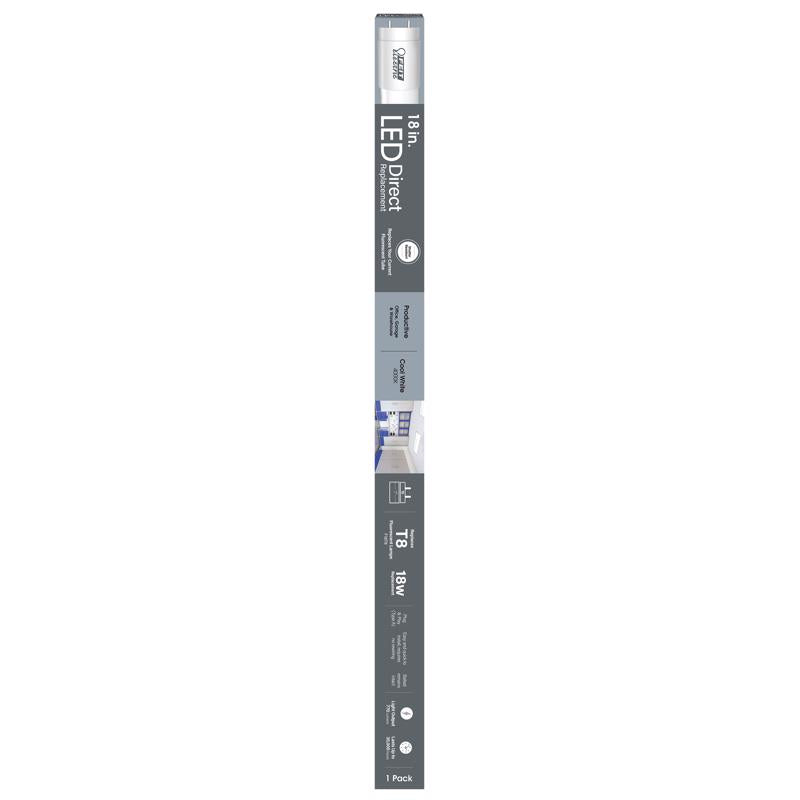 Feit T8 Cool White 18 in. G13 Linear LED Linear Lamp 18 Watt Equivalence