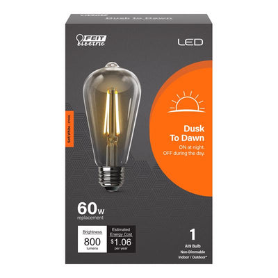 Feit ST19 E26 (Medium) LED Dusk to Dawn Bulb Soft White 60 Watt Equivalence