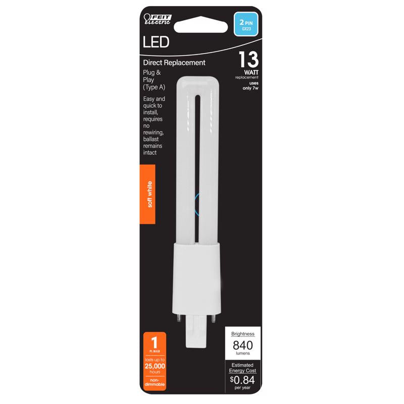 Feit Linear PL GX23 LED Tube Light Soft White 13 Watt Equivalence