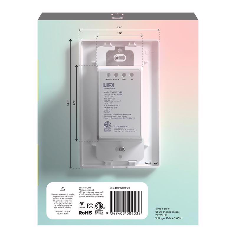 LIFX Smart Home 15 amps Single Pole Smart Smart-Enabled Switch White