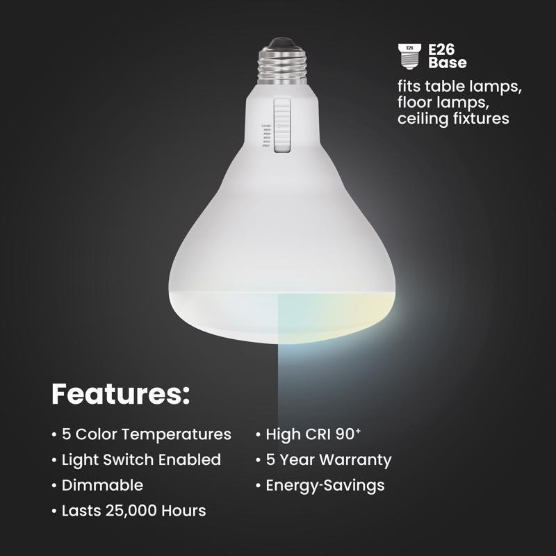 Feit BR40 E26 (Medium) LED Floodlight Bulb Adjustable White 65 Watt Equivalence 2 pk