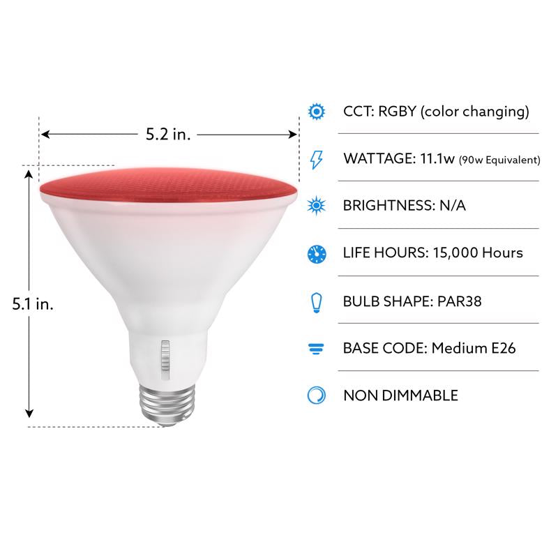 Feit PAR38 E26 (Medium) LED Floodlight Bulb Color Changing 90 Watt Equivalence