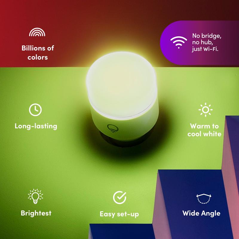 LIFX Smart Home A19 E26 (Medium) Smart-Enabled LED Bulb Color Changing 75 Watt Equivalence