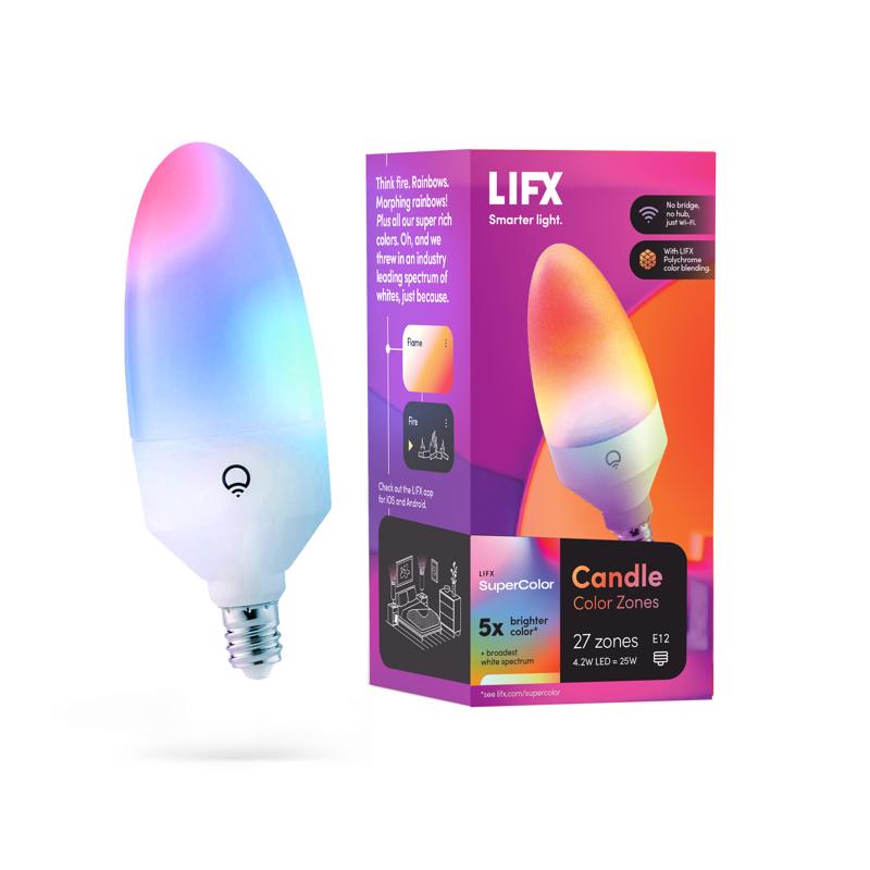 LIFX Smart Home B11 E12 (Candelabra) Smart-Enabled LED Bulb Color Changing 25 Watt Equivalence