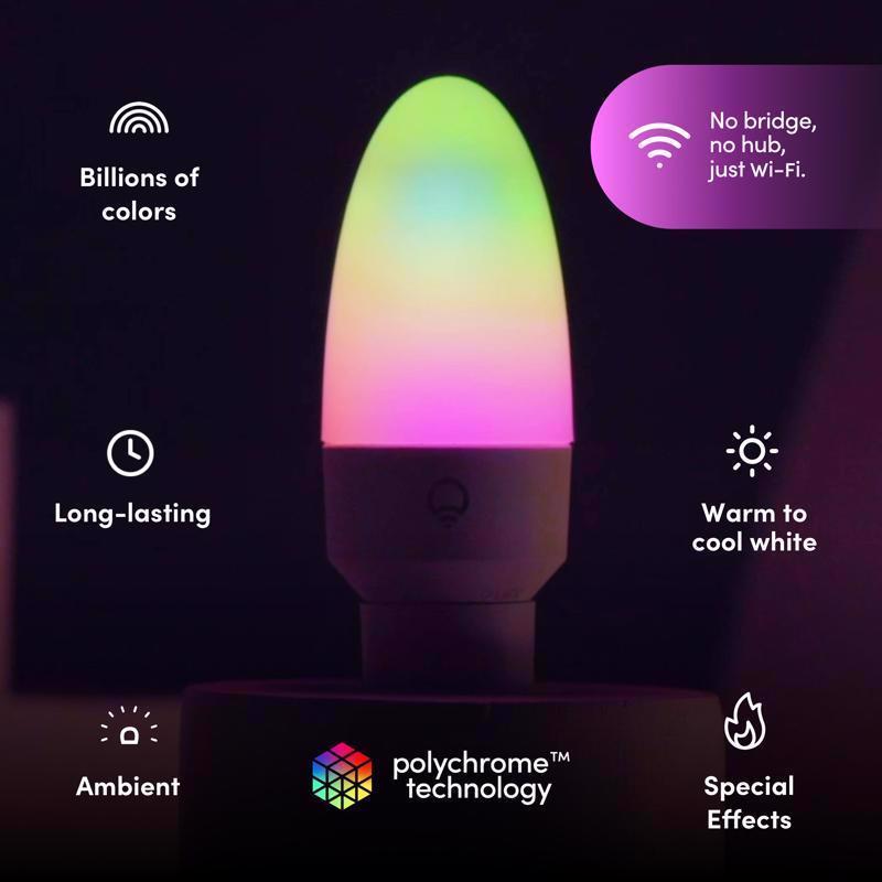 LIFX Smart Home B11 E12 (Candelabra) Smart-Enabled LED Bulb Color Changing 25 Watt Equivalence
