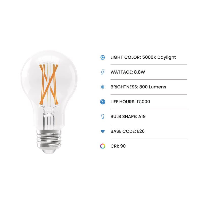 Feit Enhance A19 E26 (Medium) Filament LED Bulb Daylight 60 Watt Equivalence 4 pk
